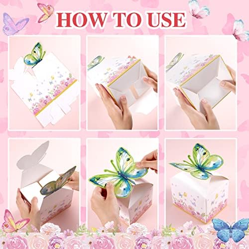 Ctosree 24 Pcs Butterfly Party Favor Boxes Floral Candy Treat Bags Pink Girl Butterfly Gift Paper Box Purple Blue Decor for Princess Birthday Party Baby Shower Supplies (Pack of 2) - Image 4