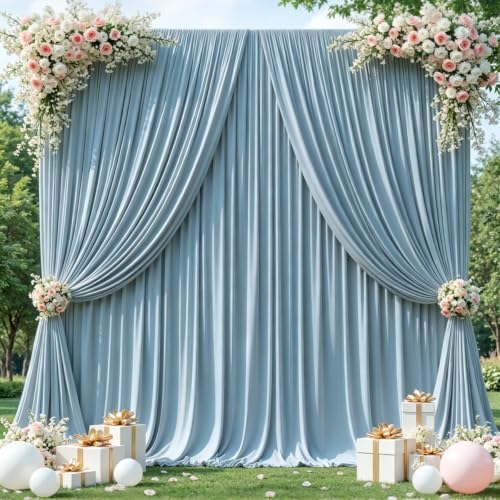 20x10ft Dusty Blue Backdrop Curtains for Wedding Parties Wrinkle Free Blue Curtains Photo Backdrop Drapes for Photography Birthday Baby Shower Soft Fabric Party Backgournd for Photoshoot by Partisky