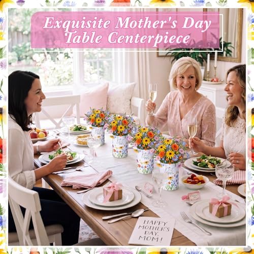 6 Sets Best Mom Ever Round Flower Arrangement Boxes with Foam, Table Centerpieces Vases for Mom Birthday Party Decorations, Baby Shower and Women's Gifts - Image 3