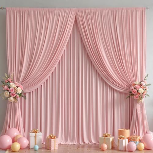 10x10FT Backdrop Curtains with Rod Pockets - Wrinkle Free Photo Stage Backdrop 2 Panels Curtains Drapes for Photography Wedding Party Baby Shower Decorations (Tea Rose) by Unknown