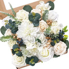 Serwalin 2PCS White Artificial Flowers, Silk Rose Flowers for Wedding Decor by Serwalin