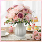 Geosar 24 Bundles Artificial Peonies Flowers,Dusty Rose, Champagne Pink - Image 4