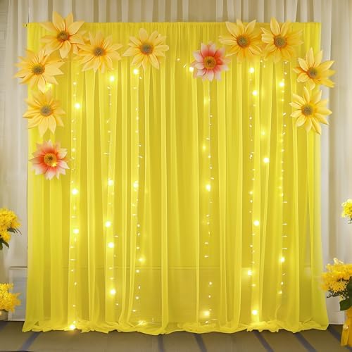 10ft x 10ft Canary Yellow Backdrop Curtain Drapes, Wrinkle-Free Sheer Chiffon Fabric Photo Backgroud Panels for Wedding Arch Party Ceremony Stage Photography Decoration - Image 6