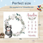 Custom Name Baby Milestone Blanket - Baby Milestone Monthly Blanket with Double Sided for Boy Girl Baby Photography Props - Pink Cat Print Gifts for Kids Infant - Image 3