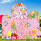 Chunful 3 Pcs Splish Splash Birthday Party Decorations Summer Pool Backdrop Arch Cover Cute Happy Birthday Party Decorations for Swimming Pool Photo Background Decor 6 ft/5 ft/4 ft(Pink-Green) by Chunful