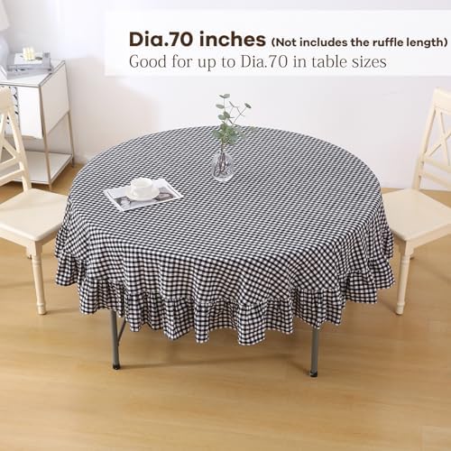 Black White Gingham Tablecloth Round Dia.70“ - Image 2