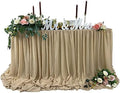 Pooling and Floating Chiffon Table Skirt with extra length, 6FT 9FT 14FT Sheer Tablecloth, Baby Shower, Birthdays Party, Main Cake Table Decoration, Wdding Table Skirt (Nude/Sand, 9FT) by EHLDekol