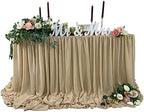 Pooling and Floating Chiffon Table Skirt with extra length, 6FT 9FT 14FT Sheer Tablecloth, Baby Shower, Birthdays Party, Main Cake Table Decoration, Wdding Table Skirt (Nude/Sand, 9FT) by EHLDekol