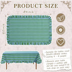 Tudomro Striped Tablecloth, Rectangle, Emerald, Sky Blue, 84'' X 60'' - Image 2