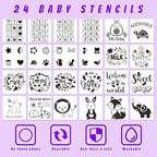 78PCS Baby Bib Bodysuit Baby Shower Set Baby Shower Game Sign Baby Feede Bib Newborn Bodysuit Fabric Marker - Image 3
