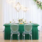 2 Pack Emerald Green Spandex Tablecloth for 6 Foot Rectangle Tables, Wrinkle Free Fitted Table Clothes Cover 6ft Green Stretchy Tablecloths with Skirt for Parties Weddings Birthday Banquet Baby Shower - Image 6