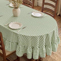 Romanstile Gingham Ruffled Oval Tablecloth, 60 x 84 Inch, Sage Green by Romanstile