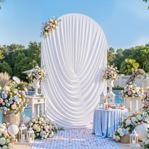 7.2FT White Arch Backdrop Cover Wedding Draped Arch Cover, Stretchy Spandex Balloon Backdrop Arch Stand Covers for Wedding Ceremony, Baby Shower, Photography Birthday Party Decorations - Image 3
