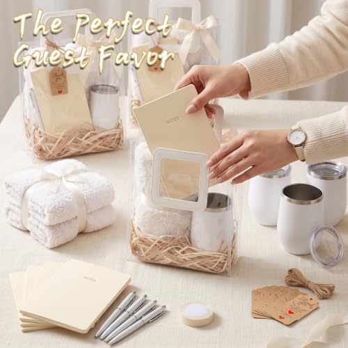 4 sets Baby Shower Prizes for Game Winners Baby Shower Favors Gifts including 12 oz Coffee Cups Notebooks Towels Pens Thank You Cards Raffia Gift Bags - Image 5