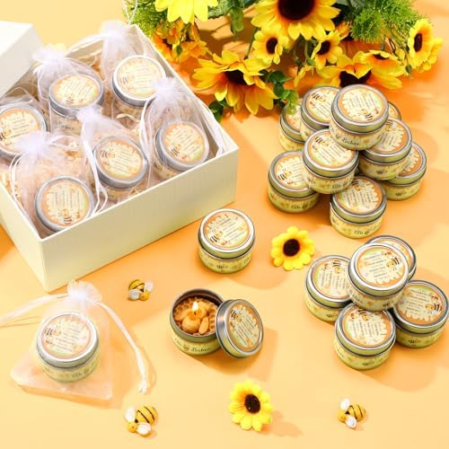 MTLEE 24 Sets Bee Baby Shower Party Favors Candles,Bee Tealight Candles - Image 3