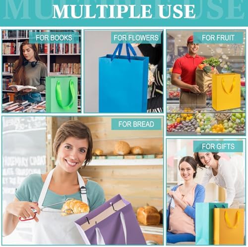 PerKoop 40 Pack Kraft Gift Bags with Handles 4 Sizes,Vertical,Mix Color - Image 4