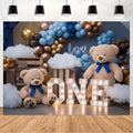 Happy 1st Birthday Backdrop Hot Air Balloon Bear Baby Shower Photography Background Newborn Baby Shower First Birthday Banner Baby Boys One 1st Birthday Party Decorations Supplies(D, 8x6feet) by XUNJIN+NO.1