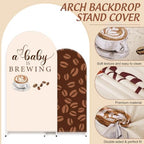 FYSUIMU 2 Pcs A Baby is Brewing Arch Backdrop Covers Coffee Bean Latte Stretchy Spandex Arch Stand Fabric Cover for Baby Shower Gender Reveal Birthday Party Decoration (5ft/6ft) - Image 3