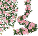 U'Artlines 3 Pack Artificial Pink Rose Garlands Flower Vines 19.5 ft by UArtlines