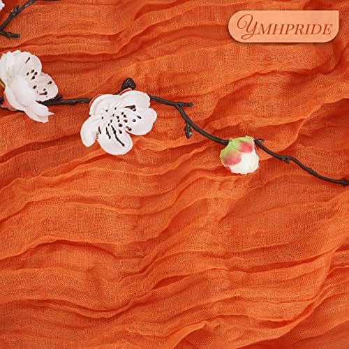 YMHPRIDE 12 Pack Cheesecloth Table Runner 35x120in Orange Table Runner - Image 3