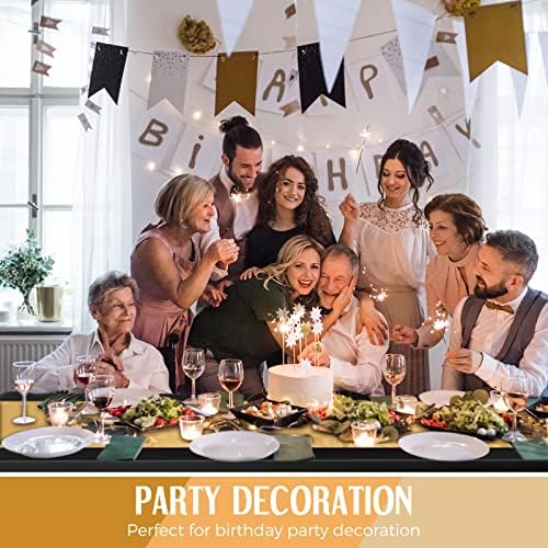 Breling 24 Pack Black and Gold Tablecloths and Satin Table Runner Set - Image 6