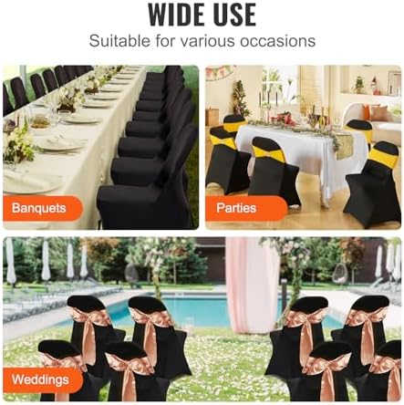 VEVOR Elastic Spandex Folding Chair Cover Universal Fit Chair Cover Removable Washable Protective Sofa Cover for Weddings, Festivals, Banquets, Parties, Celebrations, Dinners (Black-c, 30PCS) - Image 6