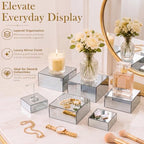 Jerify 6 Pcs Mirror Acrylic Display Risers 5.91" 5.12" 3.54", Silver Square - Image 4
