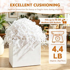 AFOROEOA Crinkle Cut Paper Shred Filler 4.4LB/2KG Bulk, Recyclable Gift Basket Filler for Christmas Easter Birthday Wedding Hamper Packaging, Shredded Paper for Gift Boxes, White - Image 2