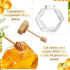 Sunnyray 30 Pcs Glass Honey Jar with Dipper Hexagonal for Party Gift, 220ml - Image 3