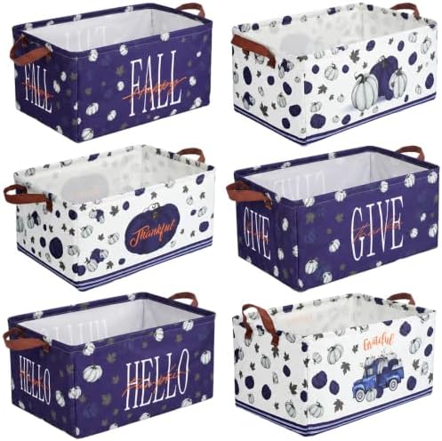 CHENGU 6 Pack Fall Storage Bins Collapsible Autumn Pumpkin Baskets for Gift by CHENGU