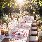 I00000 700Pcs Clear Red Plastic Plates,Disposable Dinnerware for 100 Guests - Image 5