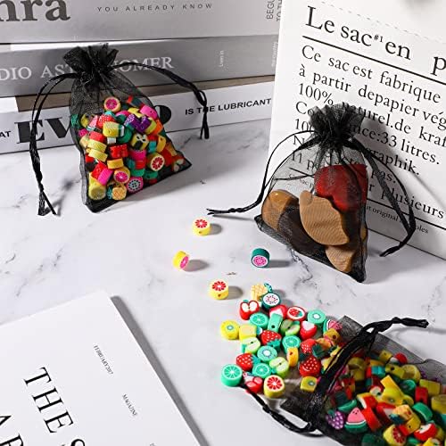 Woanger 500 Pcs Black Organza Bags Bulk 3 x 4 Inch Small Drawstring Mesh Gift Bags Sheer Jewelry Pouches Sachet Candy Pouch for Wedding Favor Holiday Festival Birthday Party Shower (Pack of 2) - Image 4