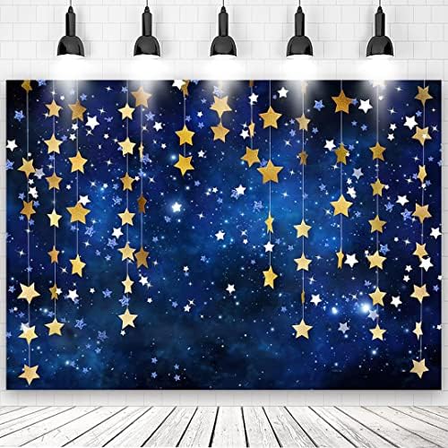 10x6ft Twinkle Twinkle Little Star Backdrops Navy Blue Galaxy Starry Night Gold Stars Photography Background for Adults Newborn Kids Birthday Baby Shower Party Decorations by Mivor