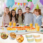 Dunzoom 120 Pcs Pastel Paper Plates Food Trays Scalloped, Candy Color - Image 3