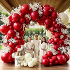 Mother's Day Balloon Arch Double Stuffed Red White Pearl Balloons Different Sizes Ruby Red Balloon Red Sand White Balloon Arch Kit for Mom Women Birthday Baby Shower Valentine engagement Party decor - Image 2