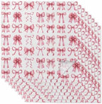 Pink Ribbon Bow Cloth Napkins Set of 8, Fantasy Sweet Bows Abstract Modern Art Washable Reusable Dinner Cocktail Napkin for Kitchen Party Wedding Banquet Holiday Baby Shower Table Decor by PIEPLE