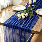 12 Pack Royal Blue Cheesecloth Table Runner 120 Inch Boho Wedding Decor by Fixwal