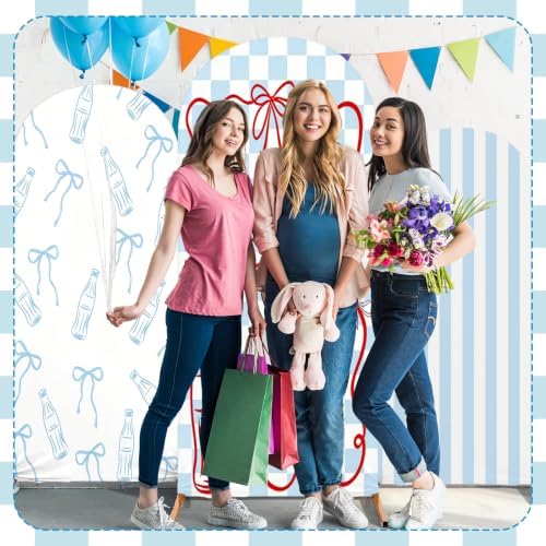 3 Pcs She's Ready to Pop Arch Backdrop Cover 4ft 5ft 6ft Blue and White - Image 5
