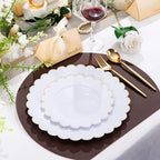 LIYH 60 Pcs White Plastic Plates with Gold Rim, Scalloped Disposable Combo Heavy-Duty Patriotic Plates Includes 30 Dessert Platos & 30 Dinner Platos for Birthday Wedding Party - Image 4