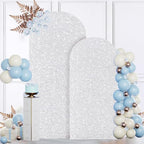 MODFUNS Sequins Arch Cover Set of 2 Silver Wedding Arch Cover 6ft 7.2ft Glitter Arch Stand Cover Spandex Arch Cover Double Use Arch Covers Stretchy Backdrop Chiara Arch Cover for Party Banquet Arch by MODFUNS