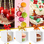 Henoyso 100 Pcs 4 x 4 x 4 in Candy Apple Boxes with Hole,White - Image 6