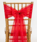50 Pack Organza Red Chair Sashes Bows for Wedding Decorations 7x108 inches Crystal Yarn Sheer Chair Ties for Party Banquet Hotel Restaurant by WENSINL