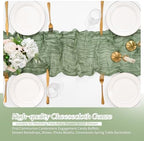 20 Pack Sage Green Table Runner 17 x 108inch Cheesecloth Table Runner Rustic Boho Gauze Sheer Fabric Cheese Cloth Table Runners for Wedding Party Bridal Baby Shower Birthday Spring Table Decor - Image 6