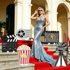 5 Pcs Large Movie Night Party Decorations, Classic Movie Cardboard Cutouts Standup, Popcorn Film Camera Clapperboard Lawn Yard Sign for Theater Theme Indoor Outdoor Birthday Photo Prop - Image 6