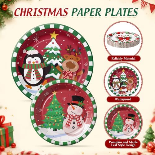 Honeydak 210 Pcs Christmas Plates and Napkins Party Supplies - Image 5