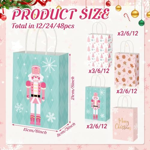 Zhanmai 48 Pcs Pink Christmas Gift Bags with Tissue Paper,Pastel - Image 2