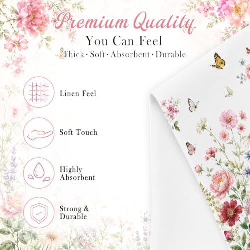 Wildflower Linen Feel Pocket Napkins for Wedding Party Cocktail Decor - Image 4