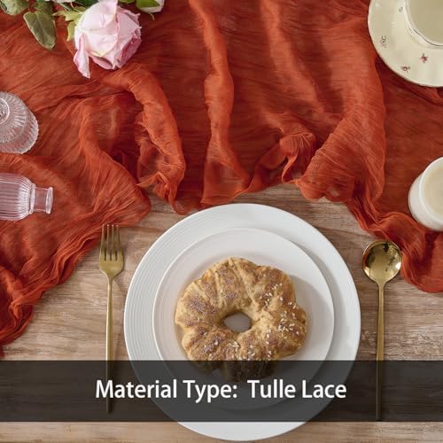 3 Pack Terracotta Fall Cheesecloth Table Runners, 120 Inch 10Ft Orange Gauze Table Runner for Wedding Birthday Party Baby Shower Decorations - Image 4