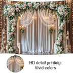15x10ft Wedding Wooden Backdrop Glitter White Curtain Rose Floral Wall Door Photography Backdrops Western Vintage Wedding Anniversary Banner Birthday Baby Showers Photo Shoot Decor Props Decoration - Image 6