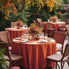 sancua Thanksgiving Round Tablecloth 90 Inch, 8 Pack Burnt Orange Rust - Image 4